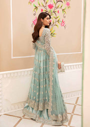 Buy Ice Blue Heavily Embellished Pakistani Wedding Dress Heavy Flare Pishwas 2023