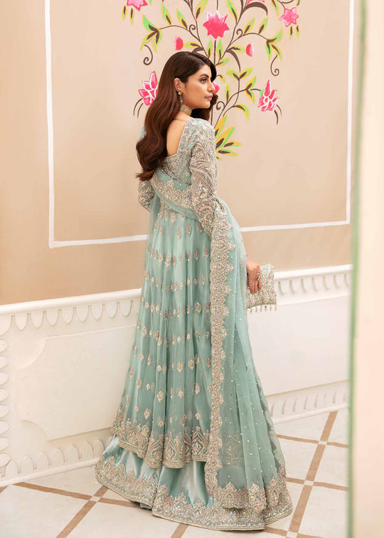 Buy Ice Blue Heavily Embellished Pakistani Wedding Dress Heavy Flare Pishwas 2023