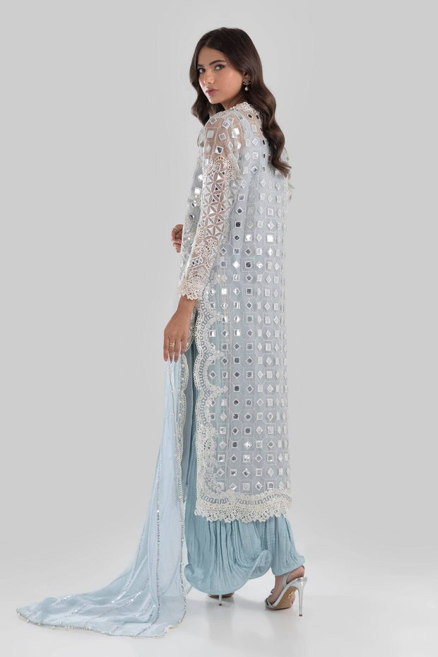 Buy Ice Blue Straight Shirt Style Luxury Pret Pakistani Salwar Kameez