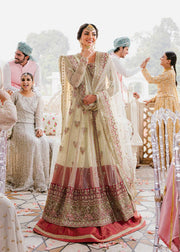 Buy Ivory Golden Embroidered Pakistani Wedding Dress Pishwas Lehenga