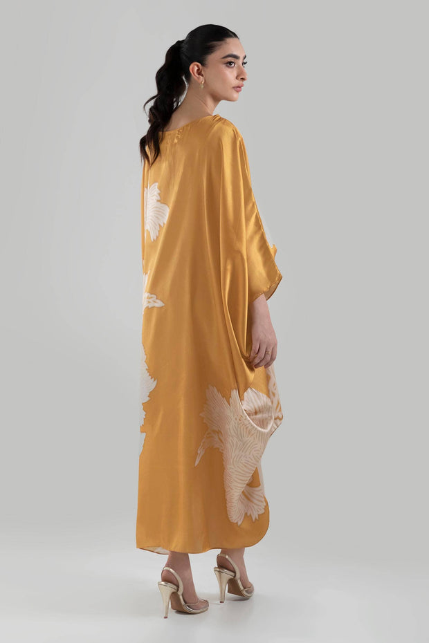 Buy Light Mustard Poly Satin Baggy Style Ready To Wear Pakistani Salwar Suit