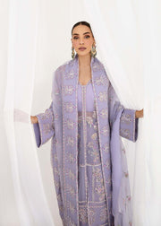Buy Lilac Embroidered Pakistani Wedding Dress in Kameez Gharara Style 2023