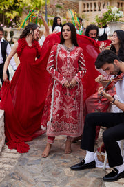 Buy Luxury Cherry Red Embroidered Pakistani Salwar Kameez Dupatta Suit
