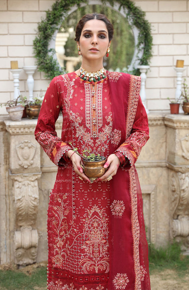 Buy Luxury Deep Red Embroidered Pakistani Salwar Kameez Style Party Dress