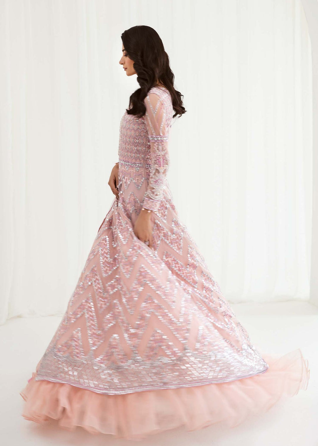 Buy Luxury Embroidered Pakistani Wedding Dress in Huge Flare Pishwas Style