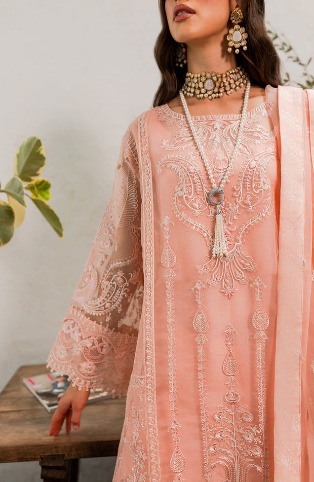 Buy Luxury Embroidered Peach Pakistani Salwar Kameez Salwar Dupatta Suit