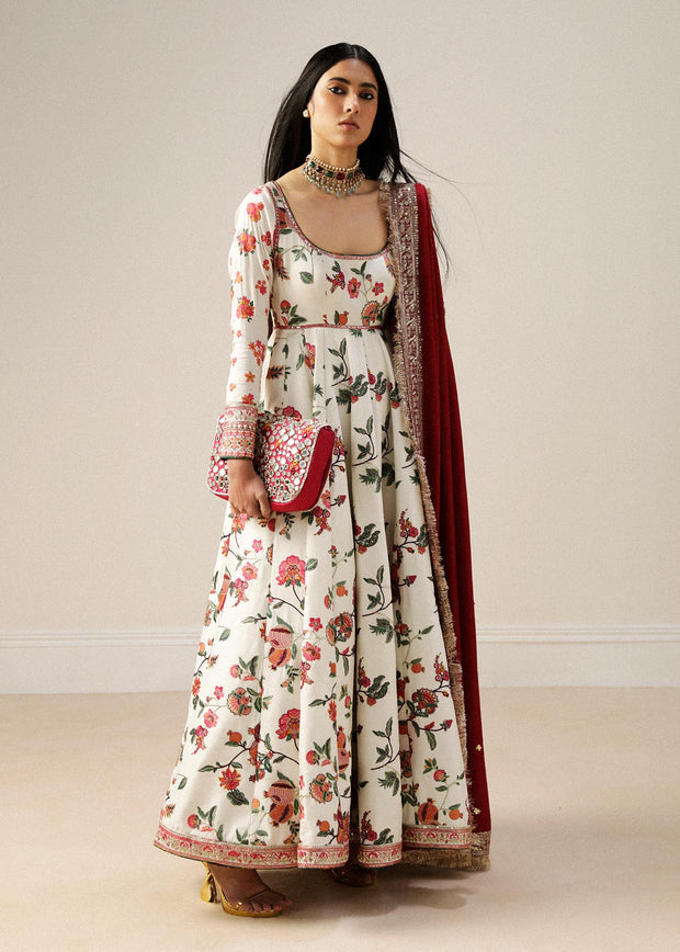 Buy Luxury Floral Printed Pakistani Party Wear Long Frock Pishwas Style