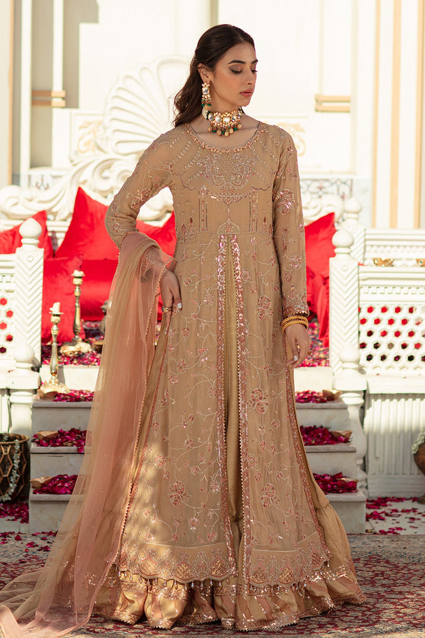Buy Luxury Gold Embroidered Pishwas Frock Pakistani Wedding Dress