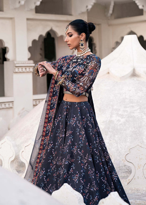Buy Luxury Greyish Black Embroidered Pakistani Wedding Dress Lehenga Choli