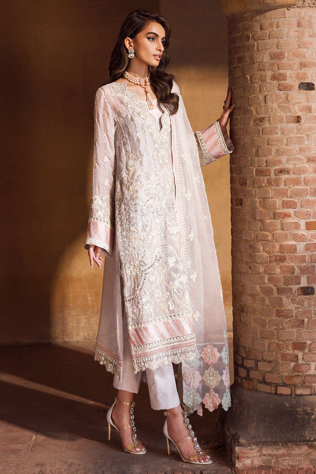 Buy Luxury Ivory Embroidered Chiffon Pakistani Party Wear Salwar Suit