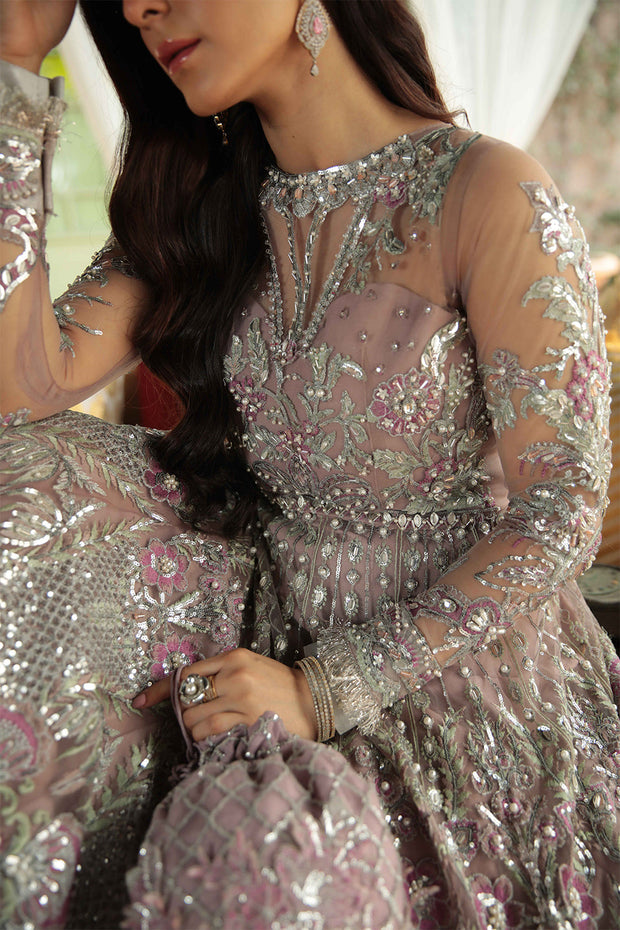 Buy Luxury Lilac Embroidered Pakistani Wedding Dress Net Pishwas Style