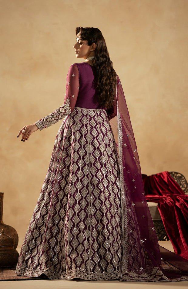 Buy Luxury Magenta Shade Pakistani Wedding Dress in Kalidar Pishwas Style