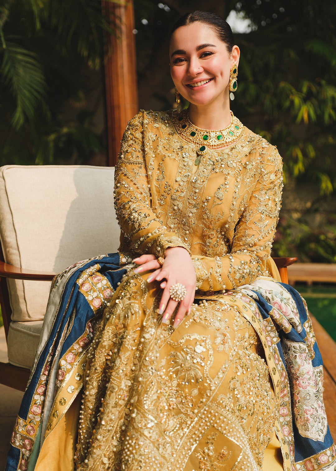 Buy Luxury Marigold Embroidered Pakistani Wedding Dress Kameez Trousers