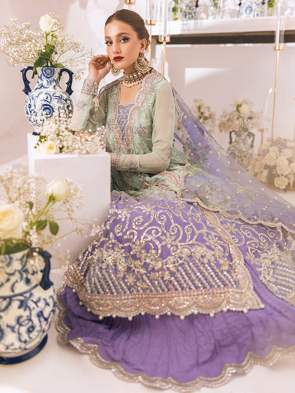 Luxury Green Gown Style Sharara Pakistani Wedding Dress Nameera by Farooq Luxury Green Gown Style Sharara Pakistani Wedding Dress Nameera by Farooq