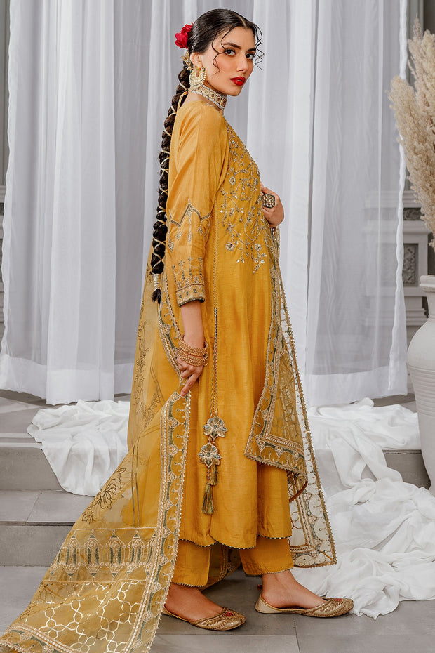 Buy Luxury Mustard Yellow Pakistani Embroidered Frock Party Wear 2023