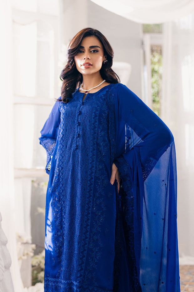 Buy Luxury Navy Blue Embroidered Pakistani Salwar Kameez in Chiffon