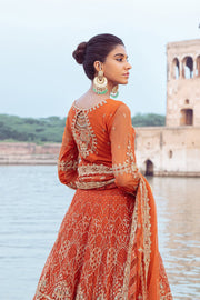 Buy Luxury Pakistani Wedding Dress in Lehenga Choli Style in Orange Shade 2023