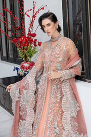 Buy Luxury Pakistani Wedding Wear Embroidered Peach Pink Pishwas Frock 2023