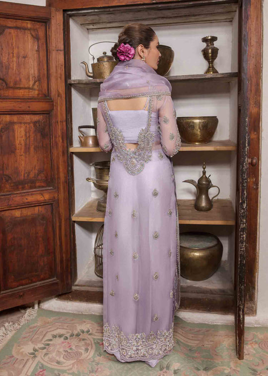 Buy Luxury Pastel Lilac Embroidered Pakistani Wedding Dress Kameez Sharara 2023
