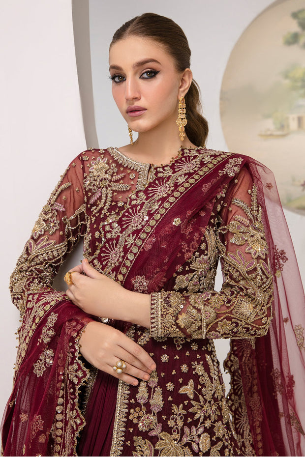 Buy Luxury Rose Red Embroidered Kameez Lehenga Pakistani Wedding Dress 2023