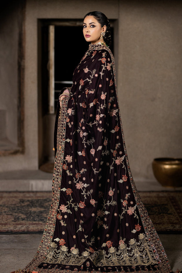 Buy Luxury Tea Pink Embroidered Pakistani Wedding Dress with Velvet Shawl