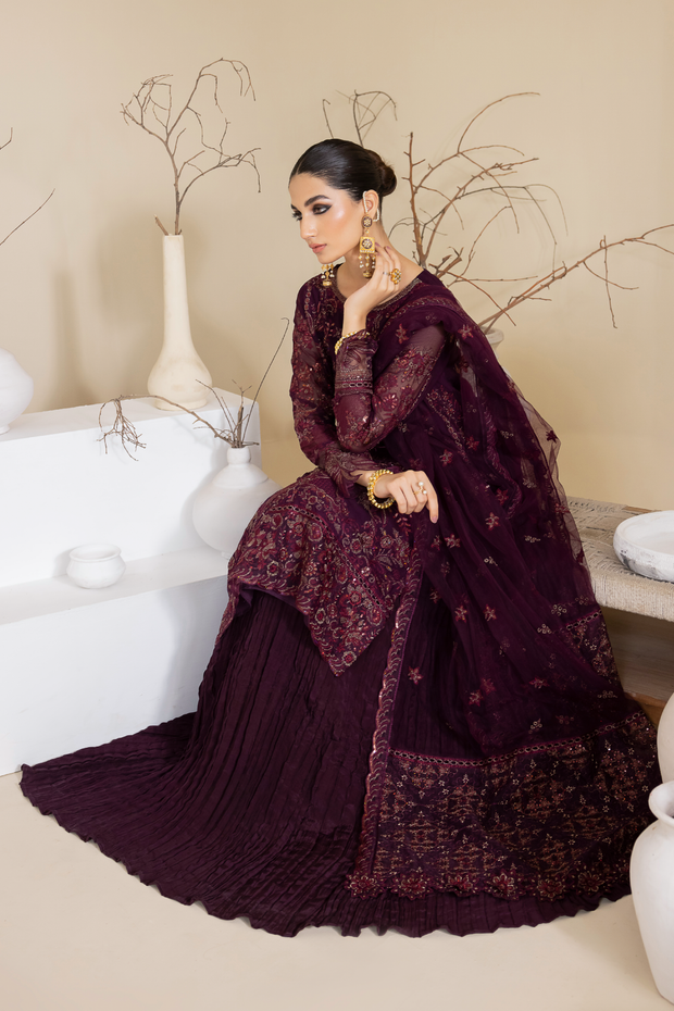 Buy Magenta Embroidered Pakistani Salwar Suit Party Wear Sharara Style