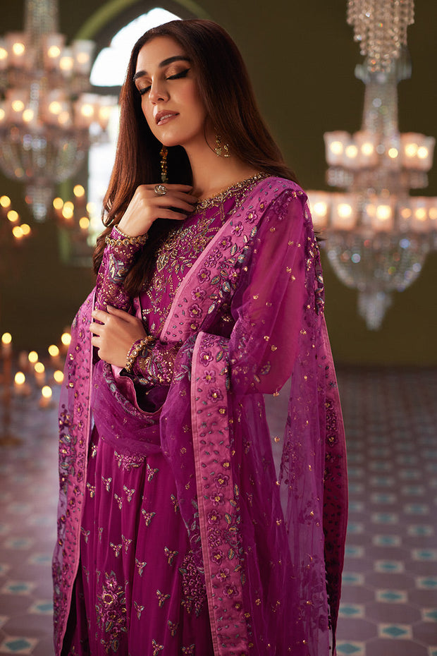 Buy Magenta Embroidered Pakistani Wedding Dress in Long Frock Style 2023