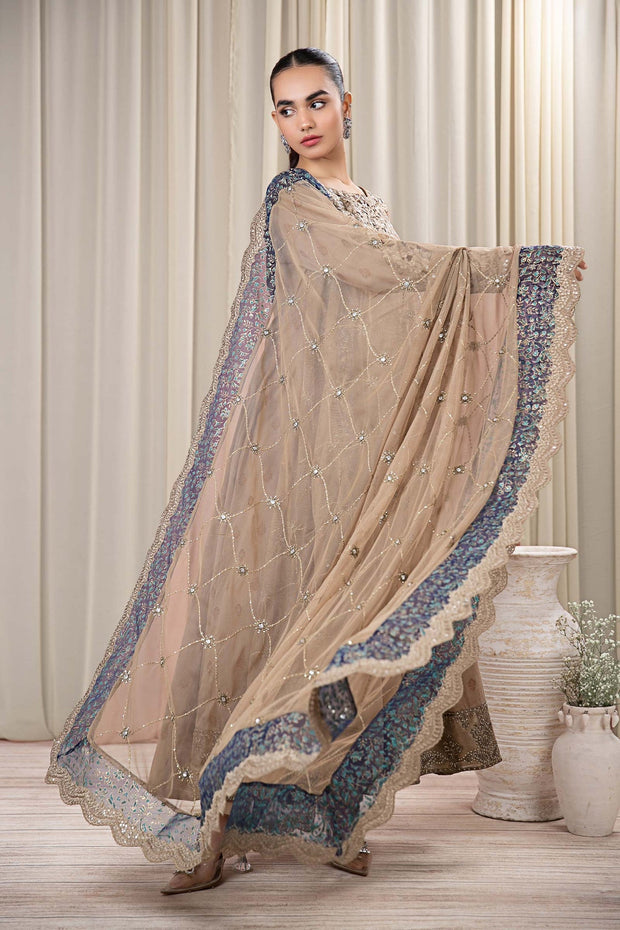 Maria B Coffee Shade Embroidered Luxury Pret Pakistani Party Dress Ready To Wear / XSMALL Maria B Coffee Shade Embroidered Luxury Pret Pakistani Party Dress Ready To Wear / XSMALL