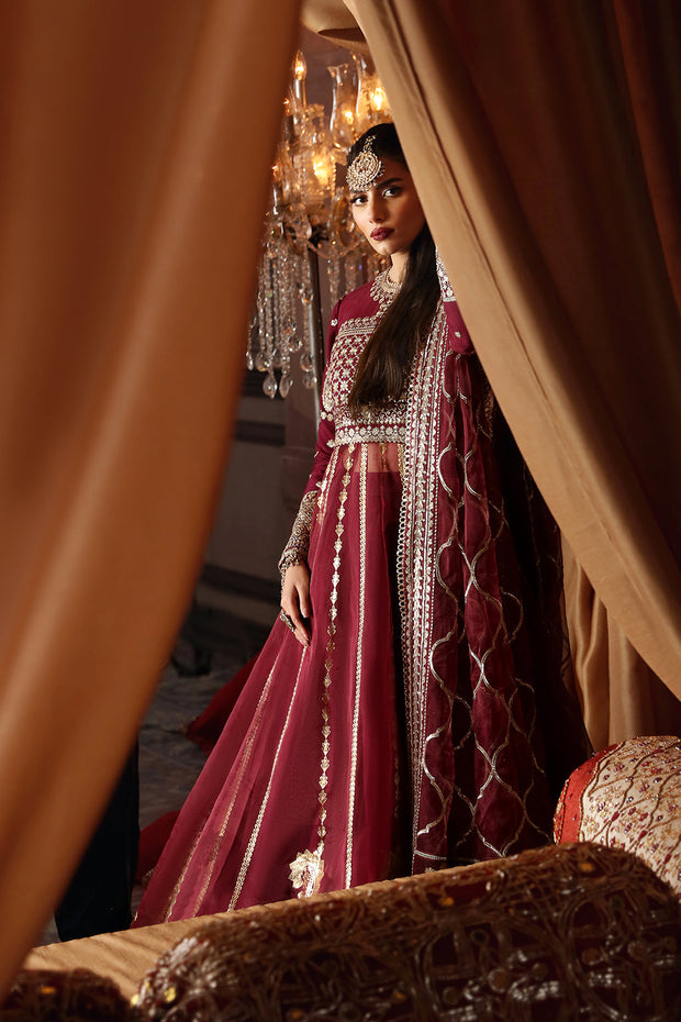 Buy Maroon Red Embroidered Pakistani Wedding Dress Long Pishwas Frock