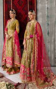 Buy Mehndi Green Embellished Pishwas Style Pakistani Wedding Dress 2023