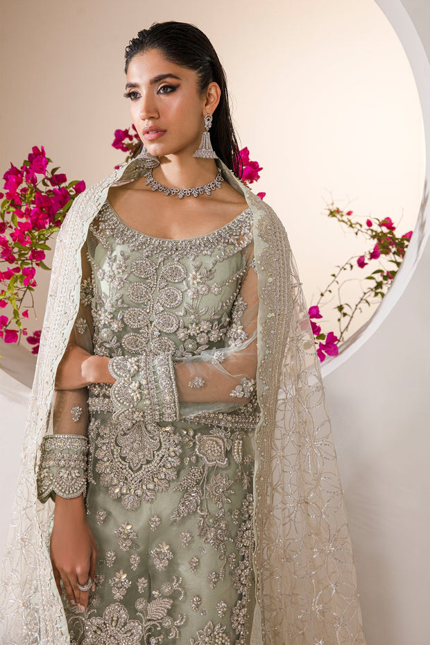 Buy Mint Green Embroidered Pakistani Wedding Dress Kameez Gharara