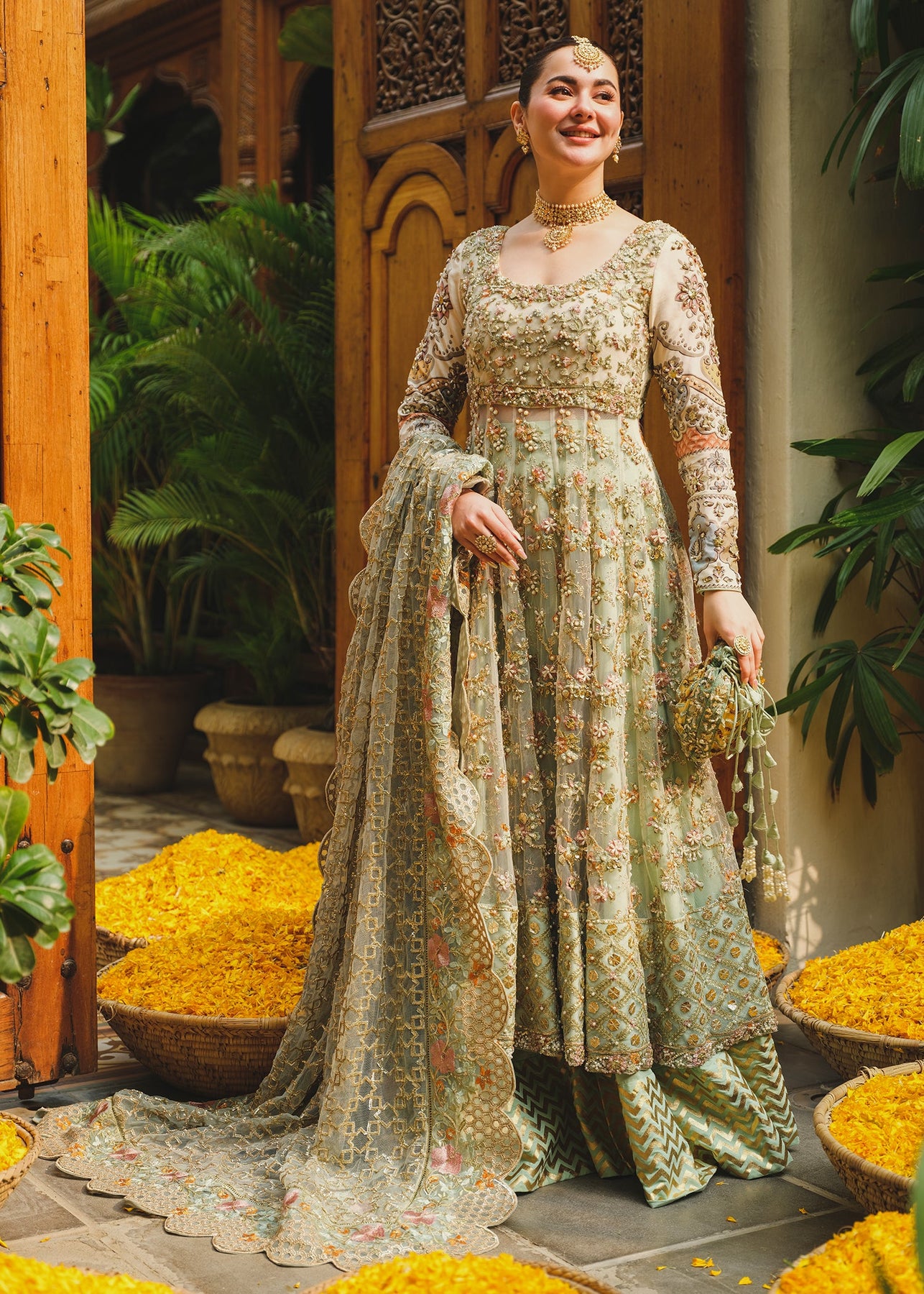 Mint Green Pakistani Wedding Dress Pishwas Sharara Style – Nameera by ...