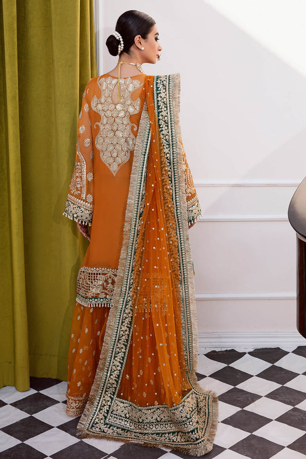 Buy Mustard Heavily Embellished Pakistani Wedding Wear Kameez Sharara
