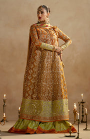 Buy Mustard Royal Style Pakistani Wedding Dress Kameez Heavy Flare Sharara