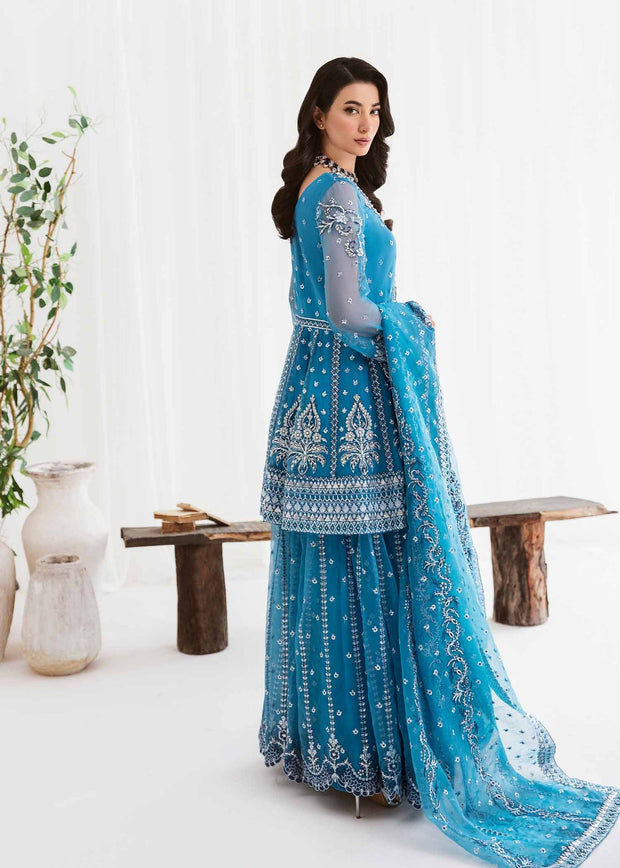 Buy Navy Blue Embroidered Pakistani Wedding Dress Kameez Gharara