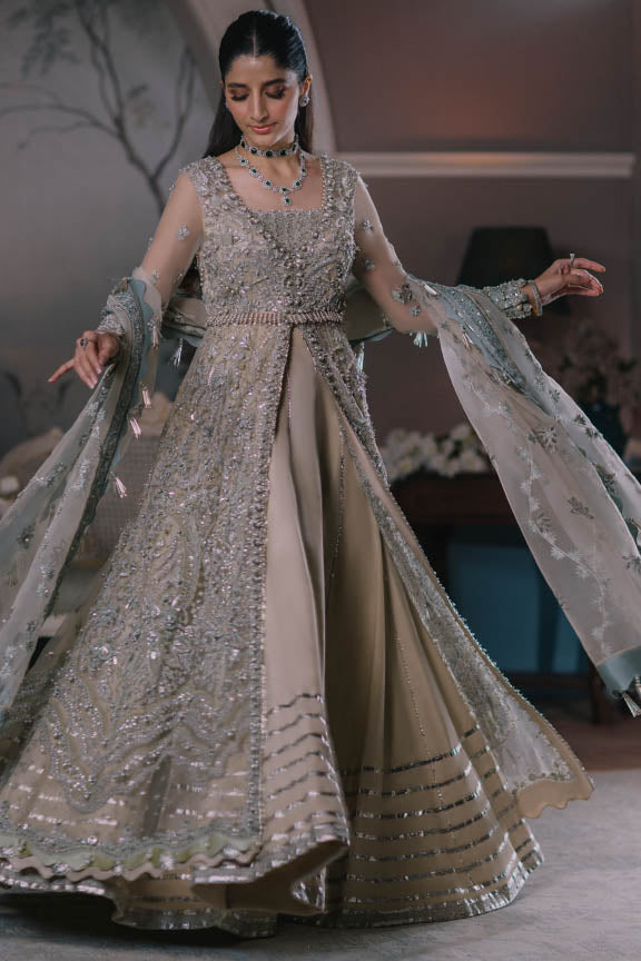 Buy Nude Heavily embellished Pakistani Wedding Dress Gown Pishwas Style
