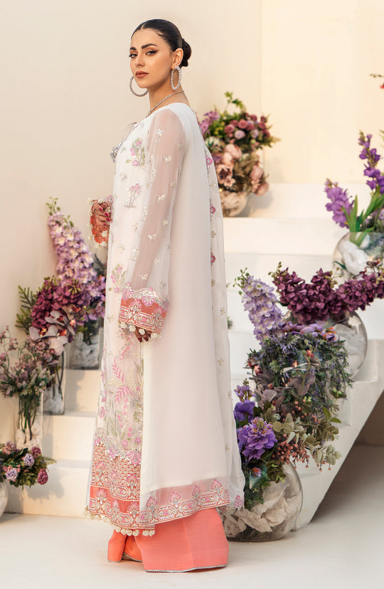 Buy Off White Embroidered Long Pakistani Salwar Kameez with Dupatta 2023