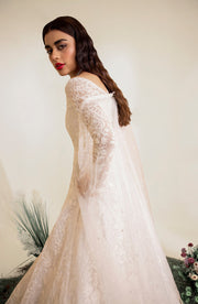 Buy Off White Embroidered Pakistani Wedding Dress in Fairy Gown Style 2023