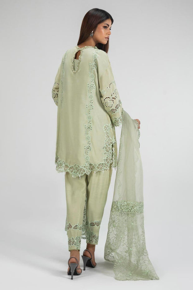 Buy Olive Green Straight shirt Style Luxury Pret Pakistani Salwar Suit