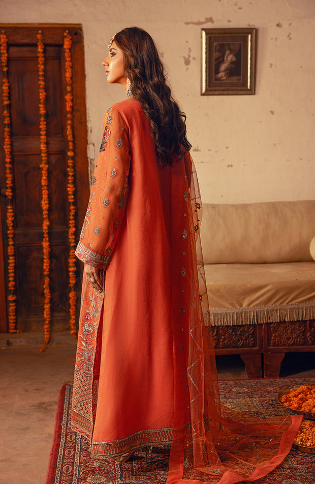 Buy Orange Embroidered Pakistani Salwar Kameez Luxury Chiffon Suit