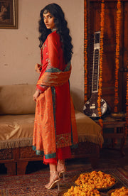 Buy Orange Red Elegant Pakistani Salwar Kameez Embroidered Suit