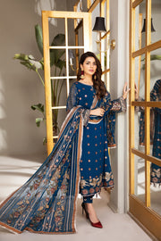 Buy Pakistani Embroidered Salwar Kameez Dupatta in Cobalt Blue Shade 2023