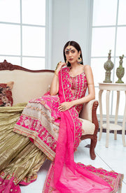 Buy Pakistani Pink Embroidered Kameez Crushed Sharara Wedding Dress