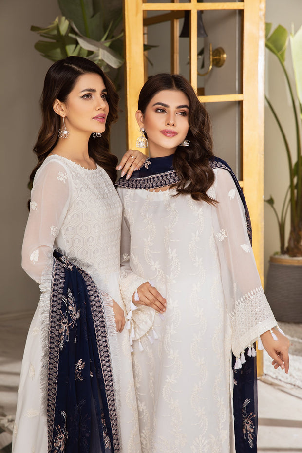 Buy Pakistani Salwar Kameez Embroidered Dupatta in White Shade