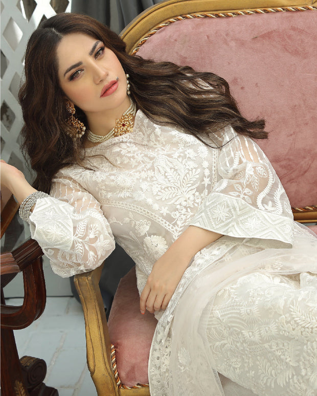Buy Pakistani Salwar Kameez Heavily Embellished Ivory Salwar Suit Dupatta
