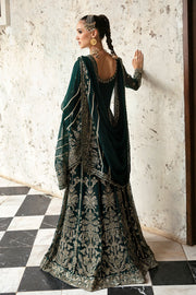 Buy Pakistani Wedding Wear Bottle Green Heavily Embellished Pishwas Dress 2023