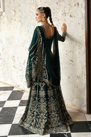 Buy Pakistani Wedding Wear Bottle Green Heavily Embellished Pishwas Dress 2023