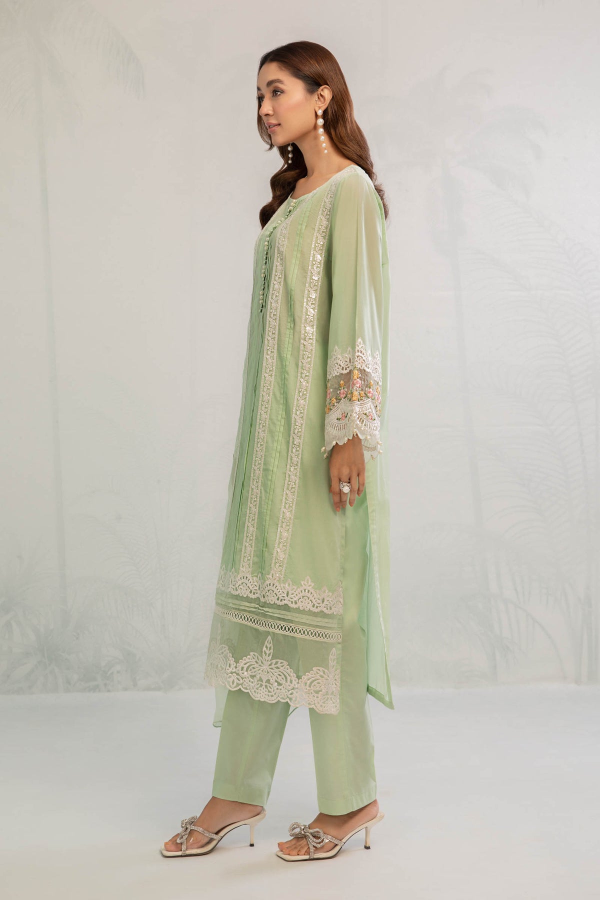Parrot Green Embroidered Pakistani Salwar Kameez Dupatta – Nameera by ...