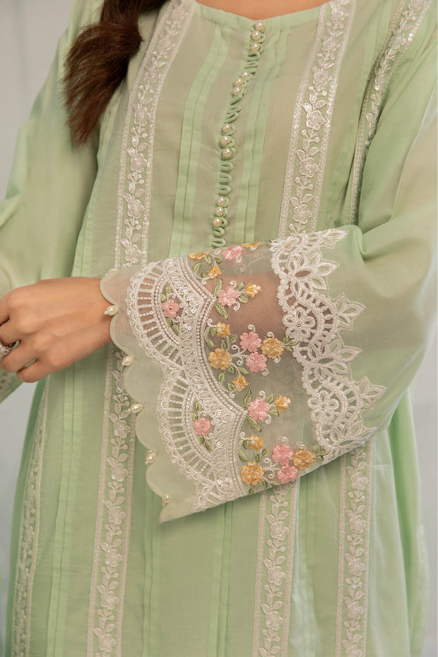 Parrot Green Embroidered Pakistani Salwar Kameez Dupatta Nameera by Farooq Parrot Green Embroidered Pakistani Salwar Kameez Dupatta Nameera by Farooq