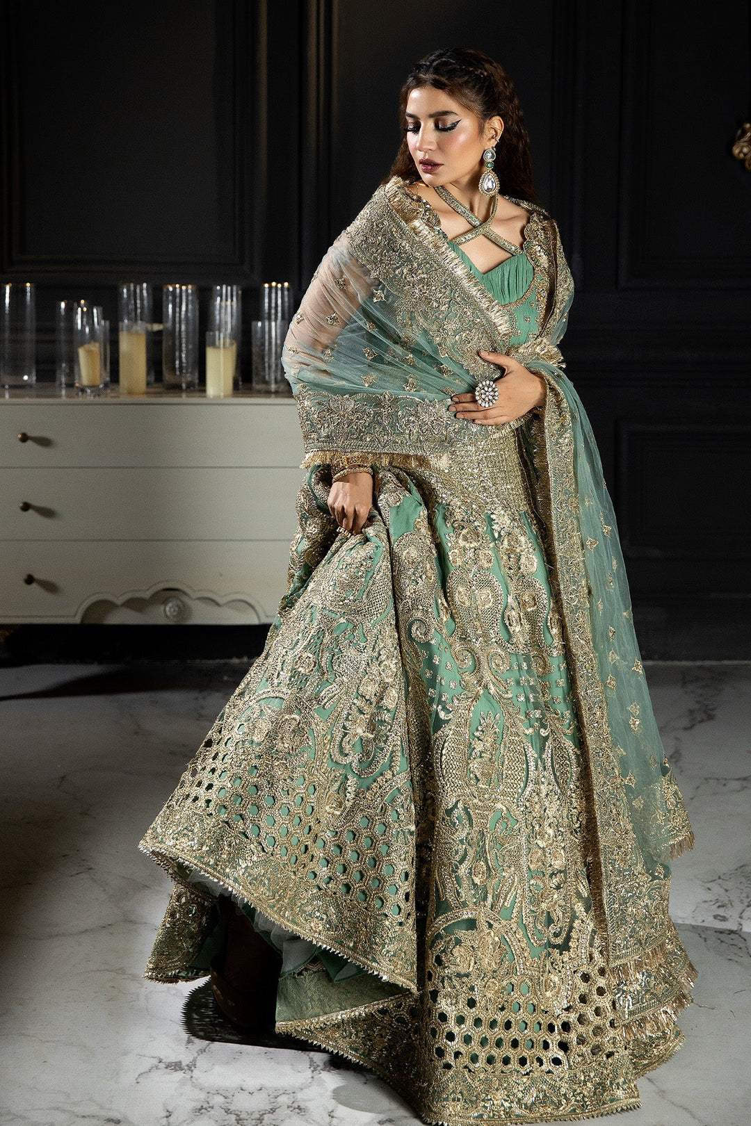 mint green pakistani wedding dress Pastel Mint Green Designer Pakistani Wedding Wear Pishwas CUSTOM